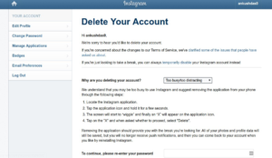 delete instagram account